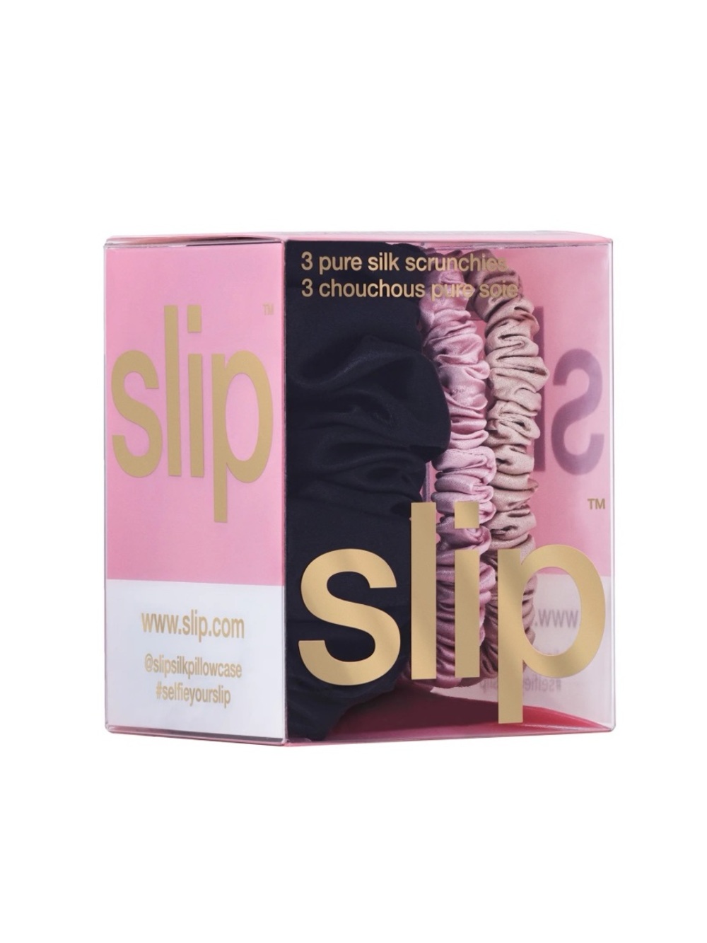 Slip Pure Silk Trio Scrunchies Hair Tie Assorted Colors, 3 ct